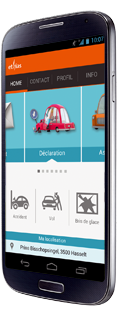 Gratis app Ethias Auto 24/7, en u meldt een ongeval in enkele klikken. 